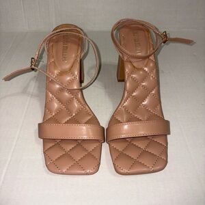 Olivia Miller Tan Quilted Heels